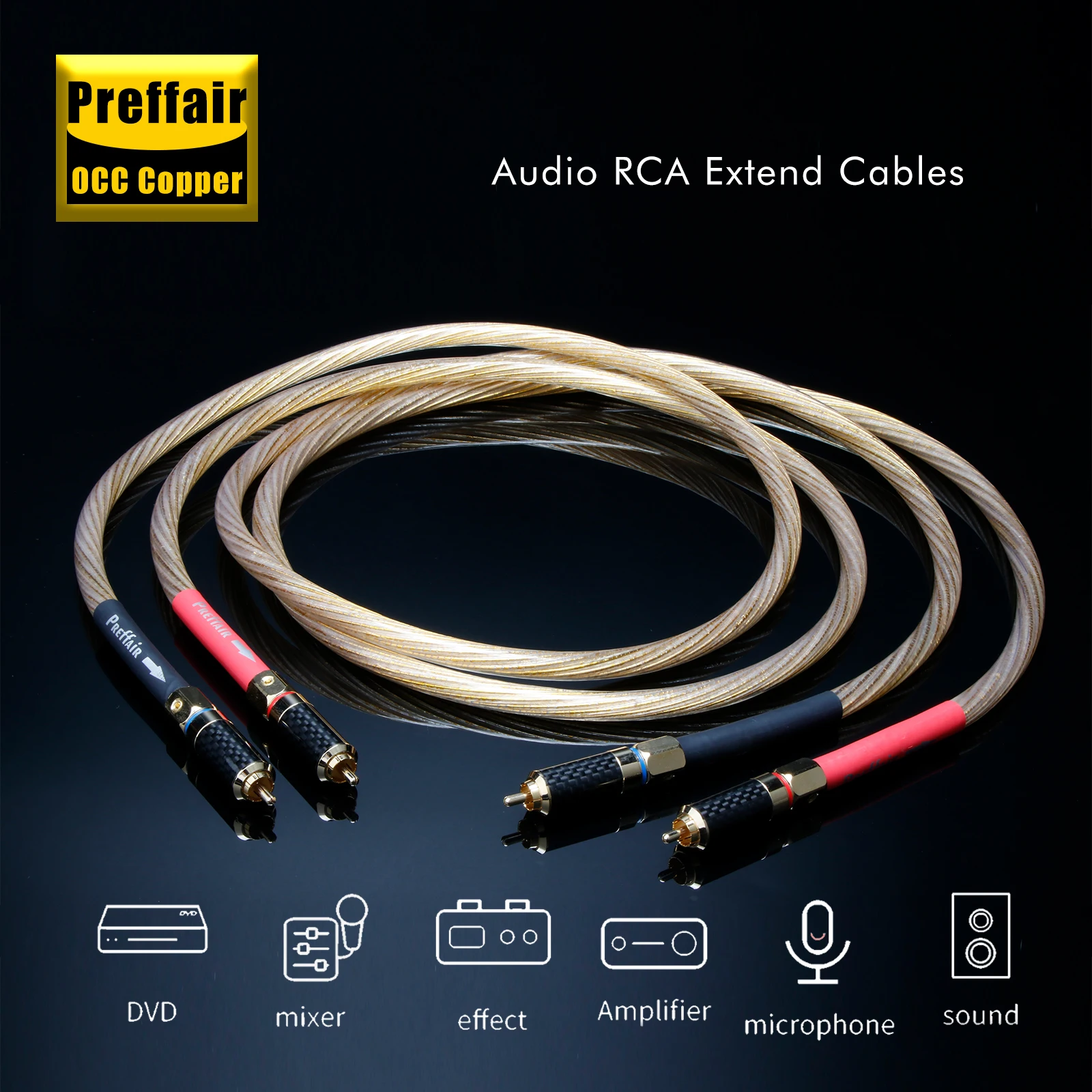 

Preffair Hifi 2RCA Audio Cables with Gold Plated RCA Plug For Amplifier/CD/DVD/Mixer--1 Pair,X417GR1701