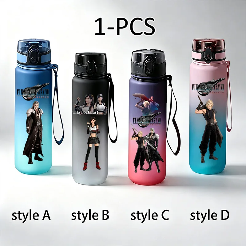 Bouteille d'eau à l'effigie des personnages du jeu Final Fantasy VII, tasse de sport portable et étanche, idéale pour les fans du jeu, à emporter en voyage ou en extérieur.