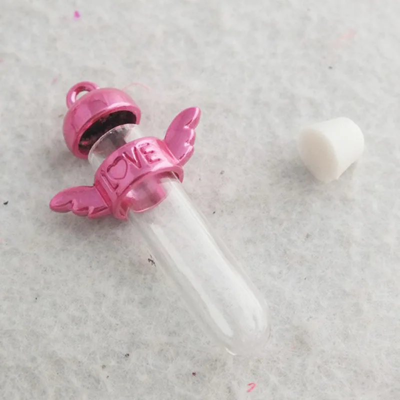 100pcs/lot  brand new Tiny Clear Glass Bottle Charms Pendants with Resin Cap  perfume bottle