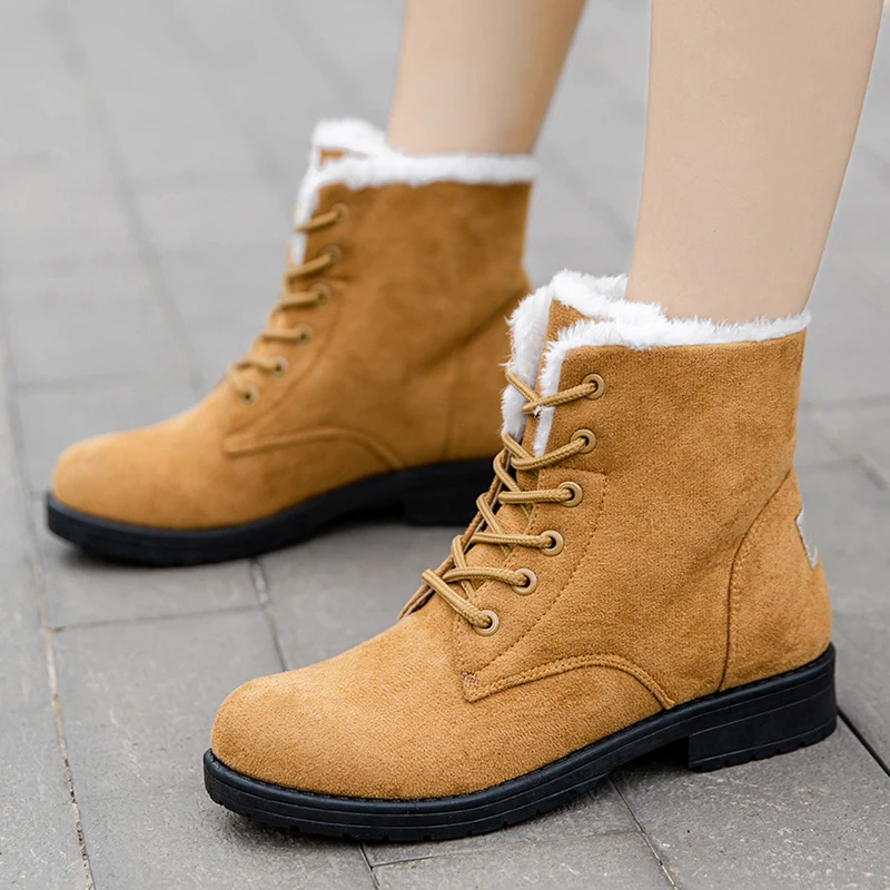 Botas de Mujer, zapatos ligeros de nieve para Mujer, zapatos con cordones, botines cálidos de felpa para Mujer, nuevas Botas de invierno para Mujer