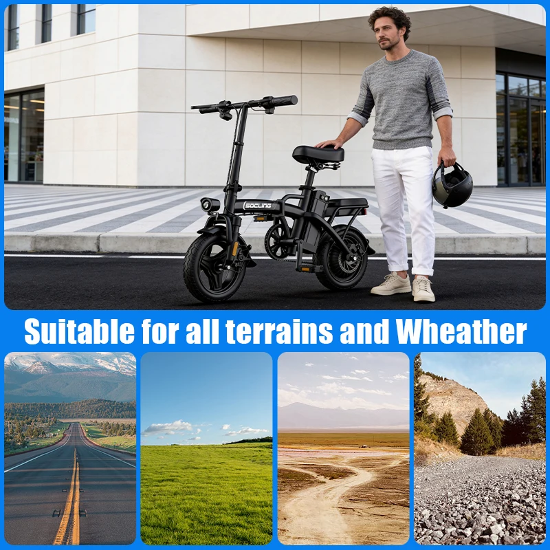 Foldable 500W Electric Bicycles Ebike E-Bike For Adults, 3-Riding Modes, 14' Foldable Ebike, With Charger And Battery, MAX Speed 19.9 MPH, Disc Brakes, With A Basket And Lock, Durable And Lightweight, All-Terrain Foldable Ebike image 9