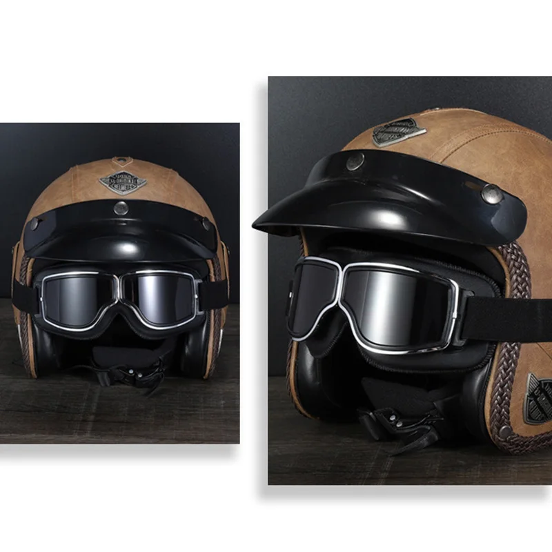 Retro Pilot Motorcycle Goggles Fog-proof Warm Goggles ATV Bike Motocross Glasses Protective Eyewear Ski For Harley Helmet