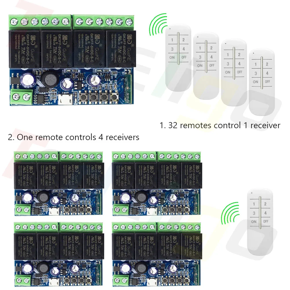 Tedeligo Ewelink WiFi interruptor inteligente DC 12V 24V 48V USB 5V 4CH controlador receptor de relé con Control de voz de sincronización, Alexa