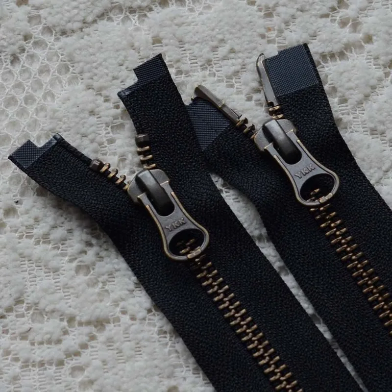 5# 75cm 80cm Vintage YKK Metal Zipper Black Bronze Double Open End Two-way Fastener Jacket Sewing Accessory Wholesale