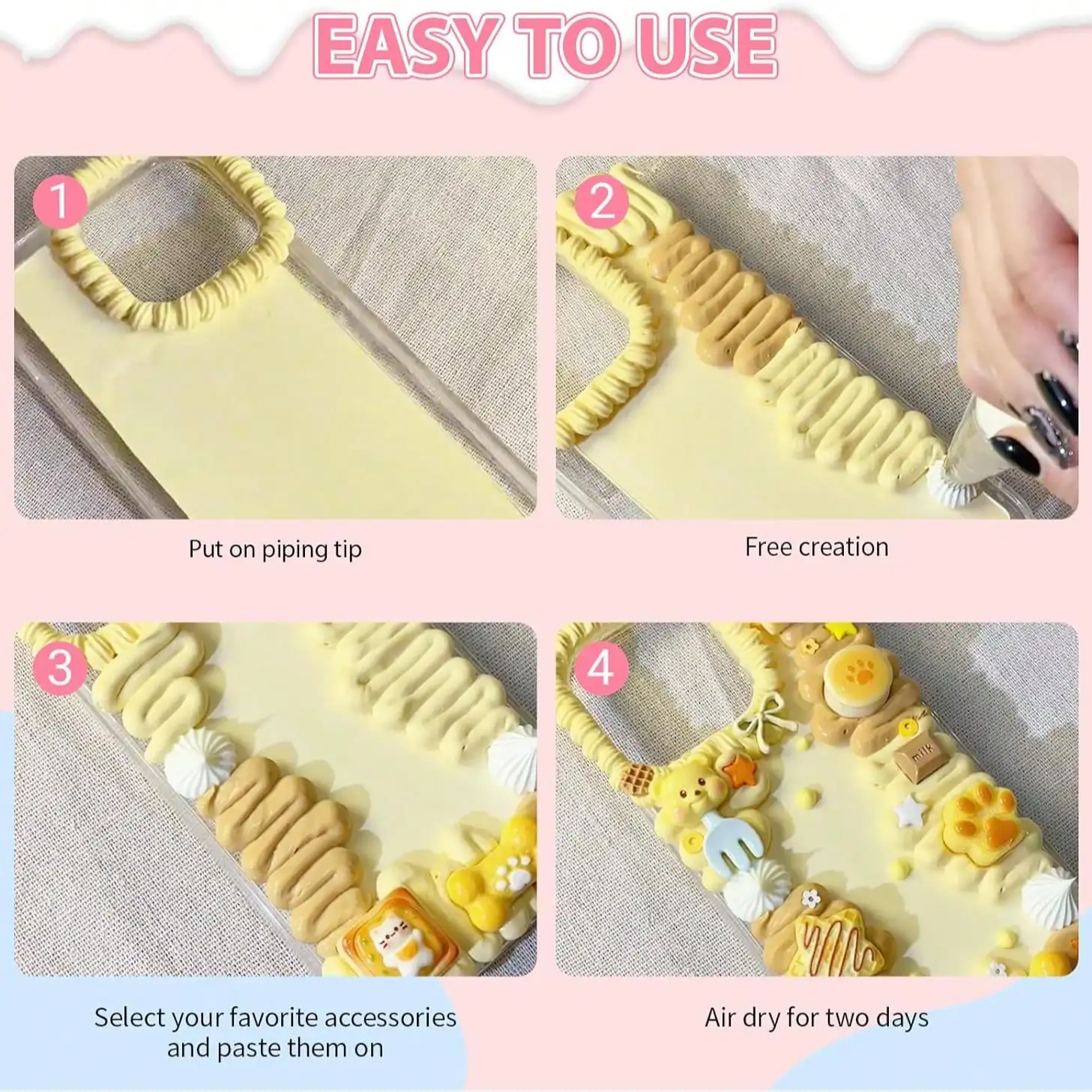 Multi Color Series (50ml Each) DIY Craft Cream Glue, Cream DIY Phone Case Kit & Small Card, for Handmade Crafts and Decorations - view 4