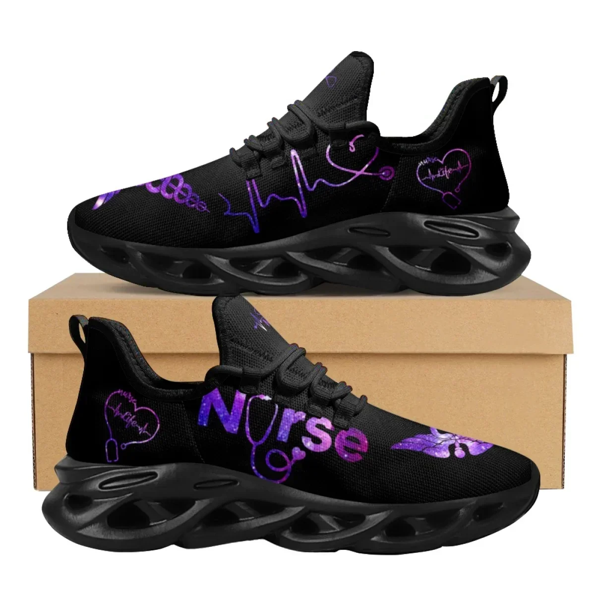 

Custom New Trend Women's Platform Shoes Lightweight Lace up Mesh Sneakers EMT EMS Paramedic Pattern Sport Shoes for Ladies