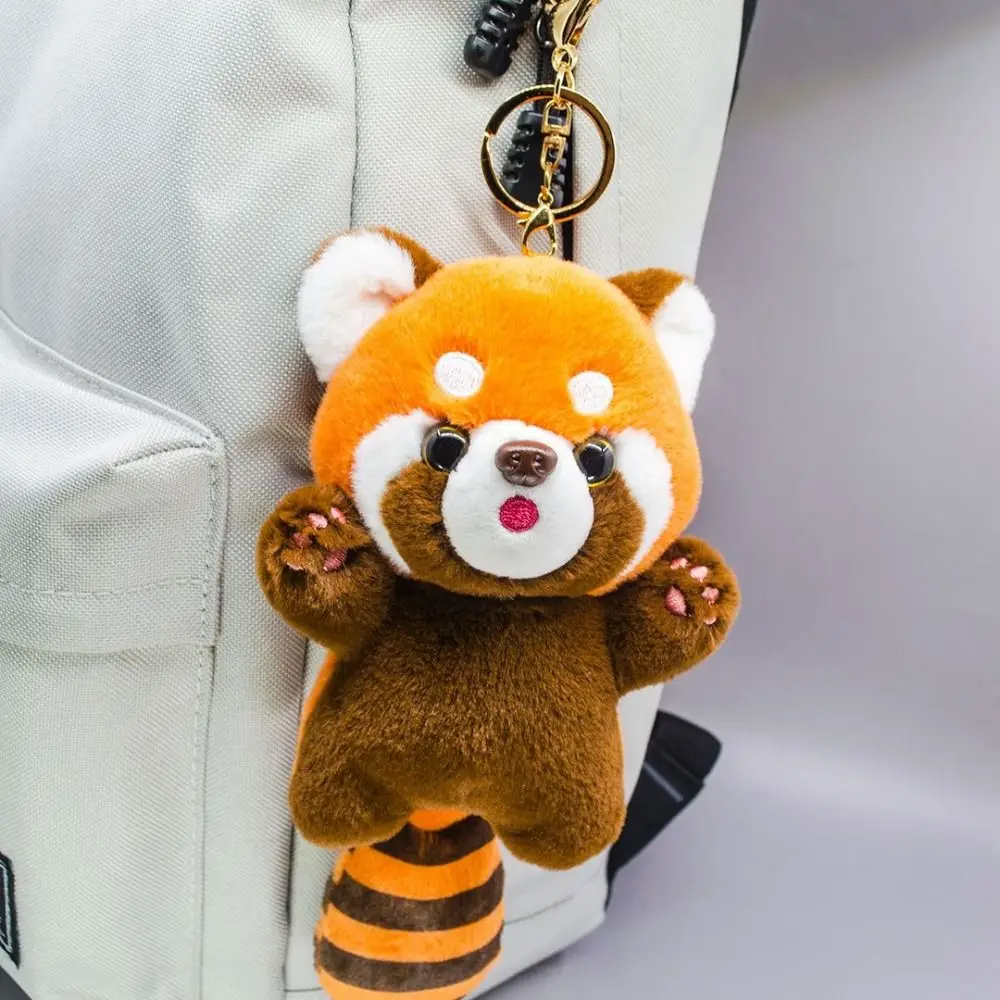 Funny Cartoon Red Panda Plush Keyring Toys Soft Kawaii Animal Plush Pendant Cute Fashion Red Panda Plushies Pendant Couple