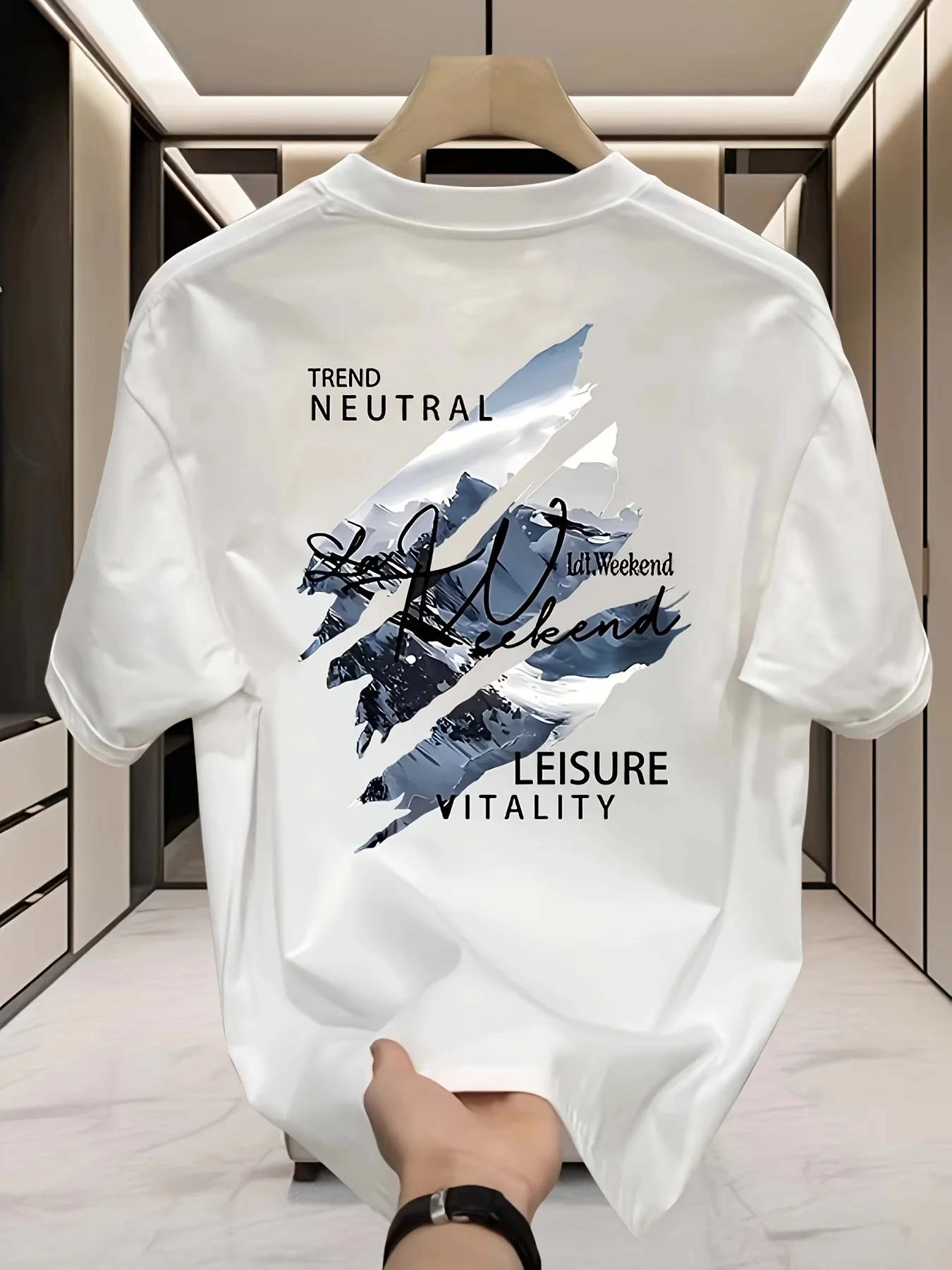 New 100% Cotton Men's T-Shirt With Summer Street Style Pattern Print. Suitable for Casual Combination With Short-Sleeved Tops.