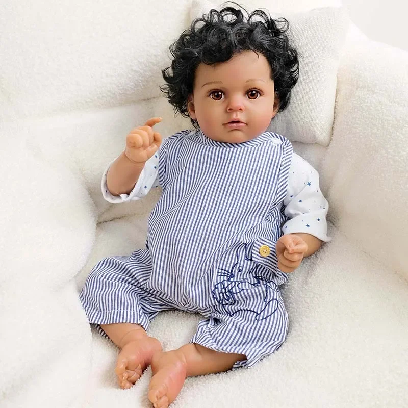 55cm Dark Skin  Arianna Brown Eyes Newborn Boy Baby Doll Birthday Xmas Gift