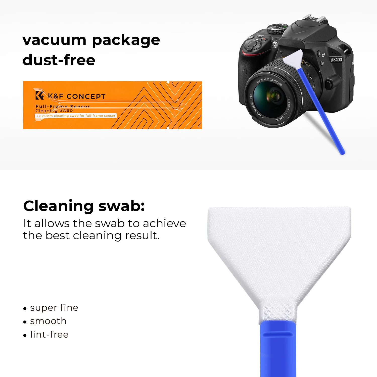 K&F Concept Cleaning Kits 20ml Cleaning Liquid And 10Pcs Lndependent Vacuum Packaging 24mm Full Frame Sensor Cleaning Swabs