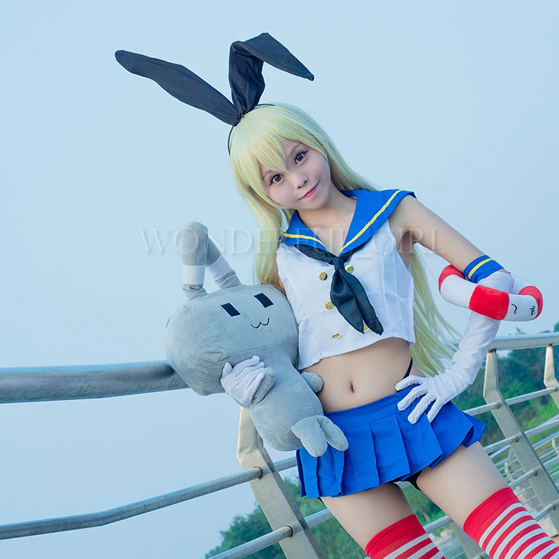 Anime Kantai Collection Shimakaze Cosplay Costume Outfits+Stocking Halloween Adult Costumes for Women Disfraces