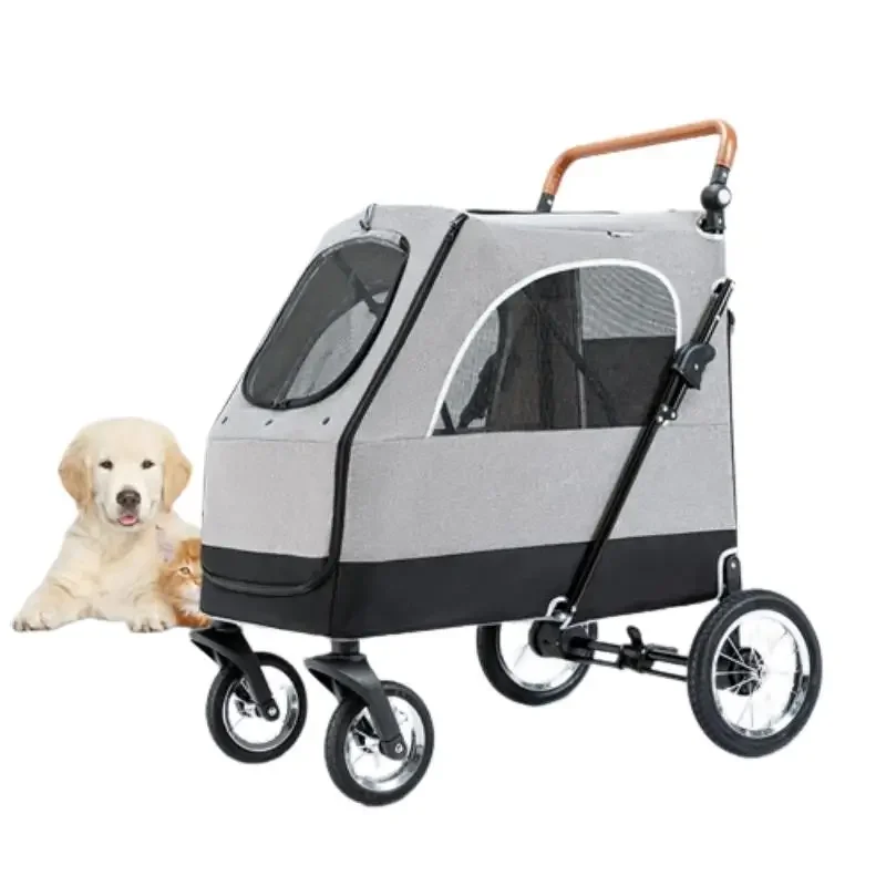 Bello Stroller hewan peliharaan besar, kereta dorong anjing besar untuk anjing dengan pegangan dapat disesuaikan produk perjalanan & pembawa hewan peliharaan