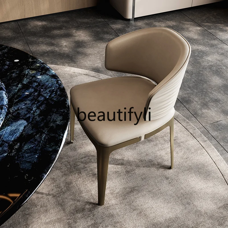 Italian light luxury designer dining chair modern minimalist original high-end villa large flat back dining table and chairs