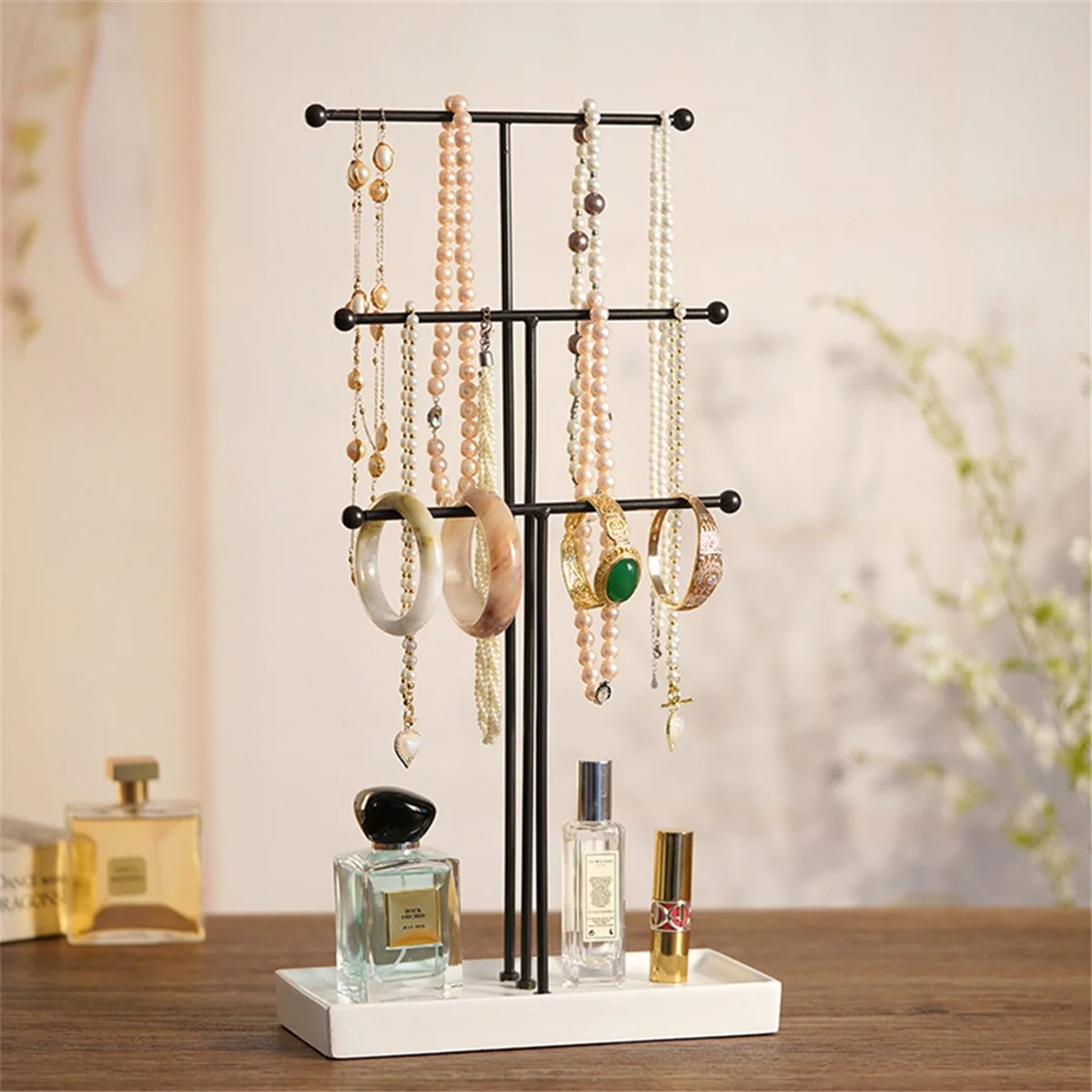 AB72-Gold T Type 3-Layer Jewelry Rack Display Prop Ring Storage Box Earring Jewelry Rack Necklaces Rings Jewelry Box