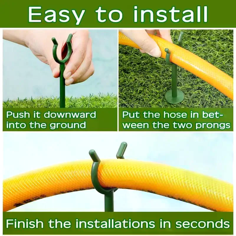 New 6Pcs Garden Hose Holder Guide Support Rack Double Hose Guide Stake For Yard Watering Plant Protection Stakes Conduit Protect