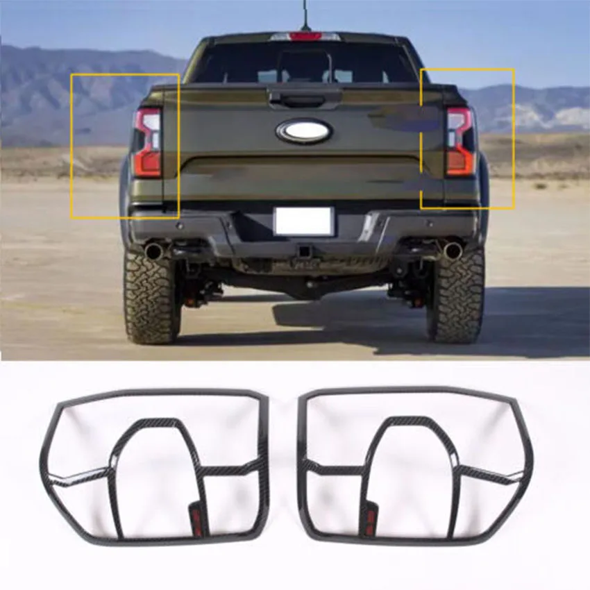 For Ford Ranger Car Accessories Tail Light Cover Guard Surround Taillight Carbon Fiber Auto Parts   2023 2024