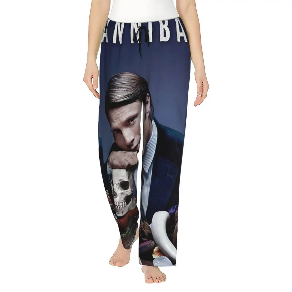 

Женские пижамные брюки Custom Hannibal Mads Mikkelsen Horror Movie Merch с карманами для отдыха и сна