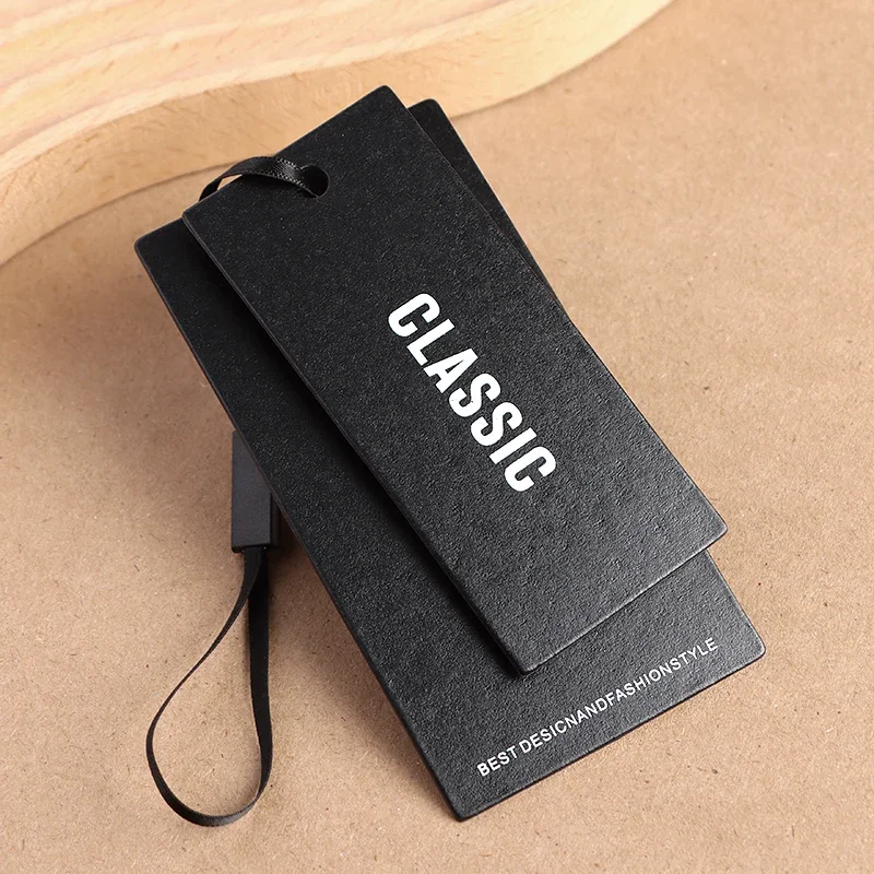 100pcs Hangtags Customized Women Clothing Labels Custom Solid Cards Advanced Price And Size Hangung Tags Garment Hangtag With St