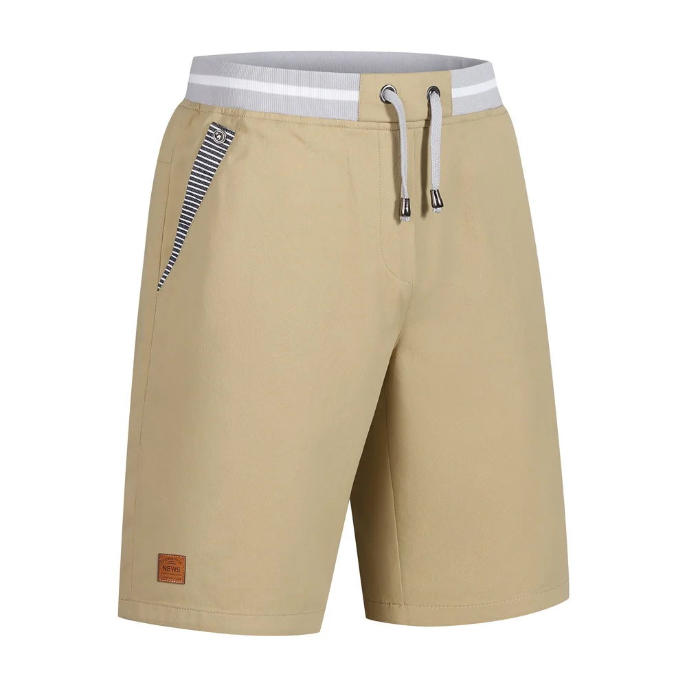 

Trendy Men's Casual Shorts | Striped Pocket & Contrast Waistband Design | Lightweight Elastic Waist Summer Knee Length Shorts
