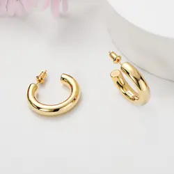 Shevalu Hoop Earrings for Women Cute 14K Real Gold Plated Copper Hoop With 925 Sterling Silver Post New Modern Jewelry For Women