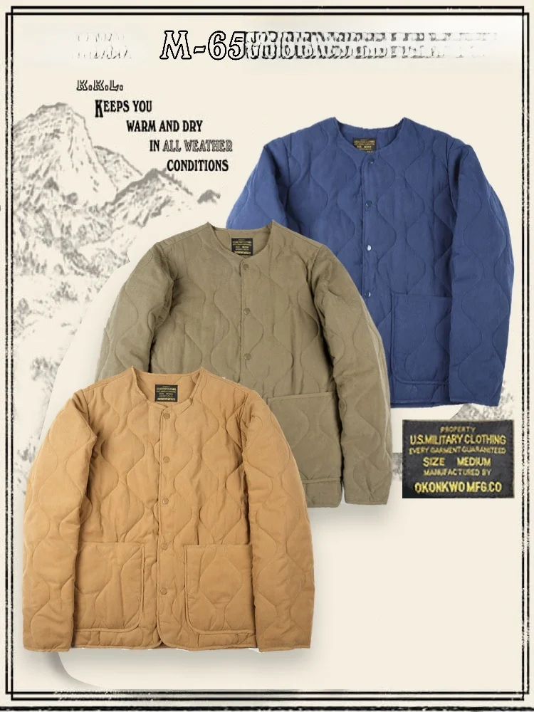 

Liankai M65 Stitched Inner Jacket American Retro Airmail Dirty Cloth Cotton Coat Youth Casual Warm Standard Fit Button up
