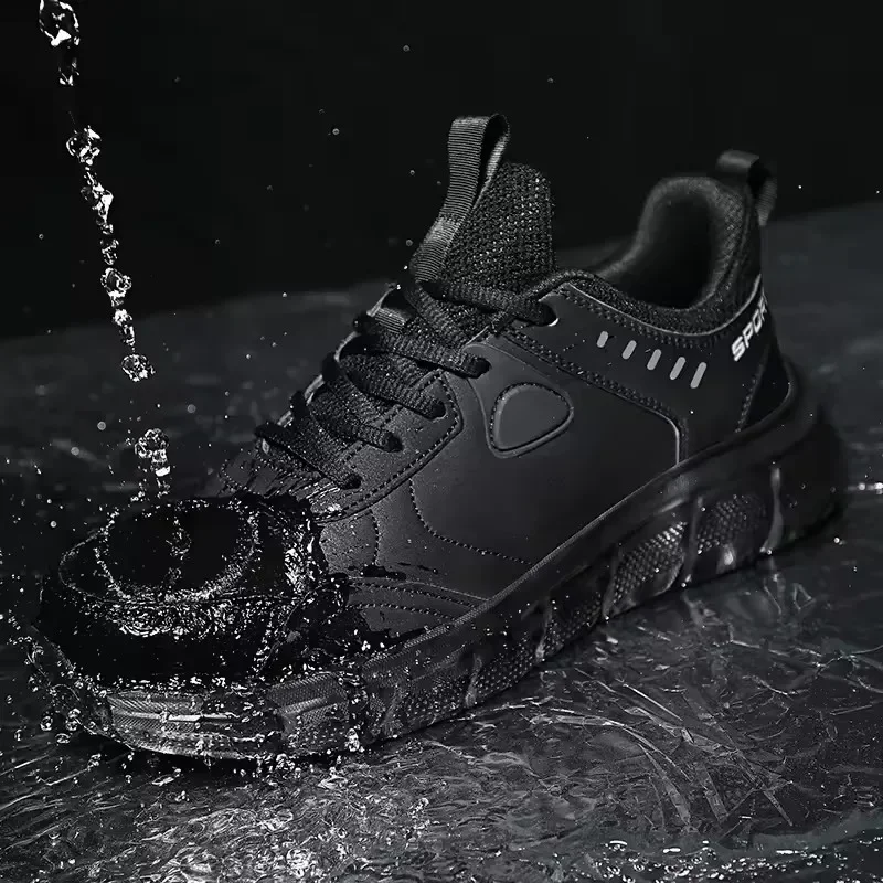 Men's Waterproof Work Shoes Lightweight Comfortable Anti Slip Shock-absorbing Sneakers Outdoor Casual Tennis Fashionable Shoes