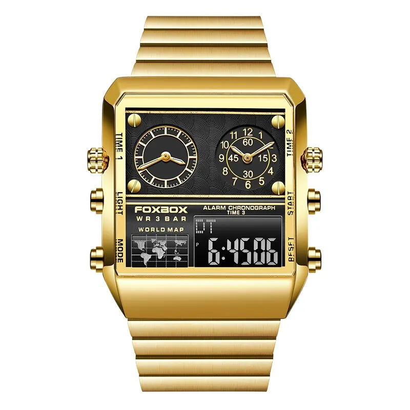 2023 neue kreative quadratische Uhr Herren Top-Marke Luxus Digitaluhr Mode Dual-Display-Uhren für Männer relogio mascumino + Box