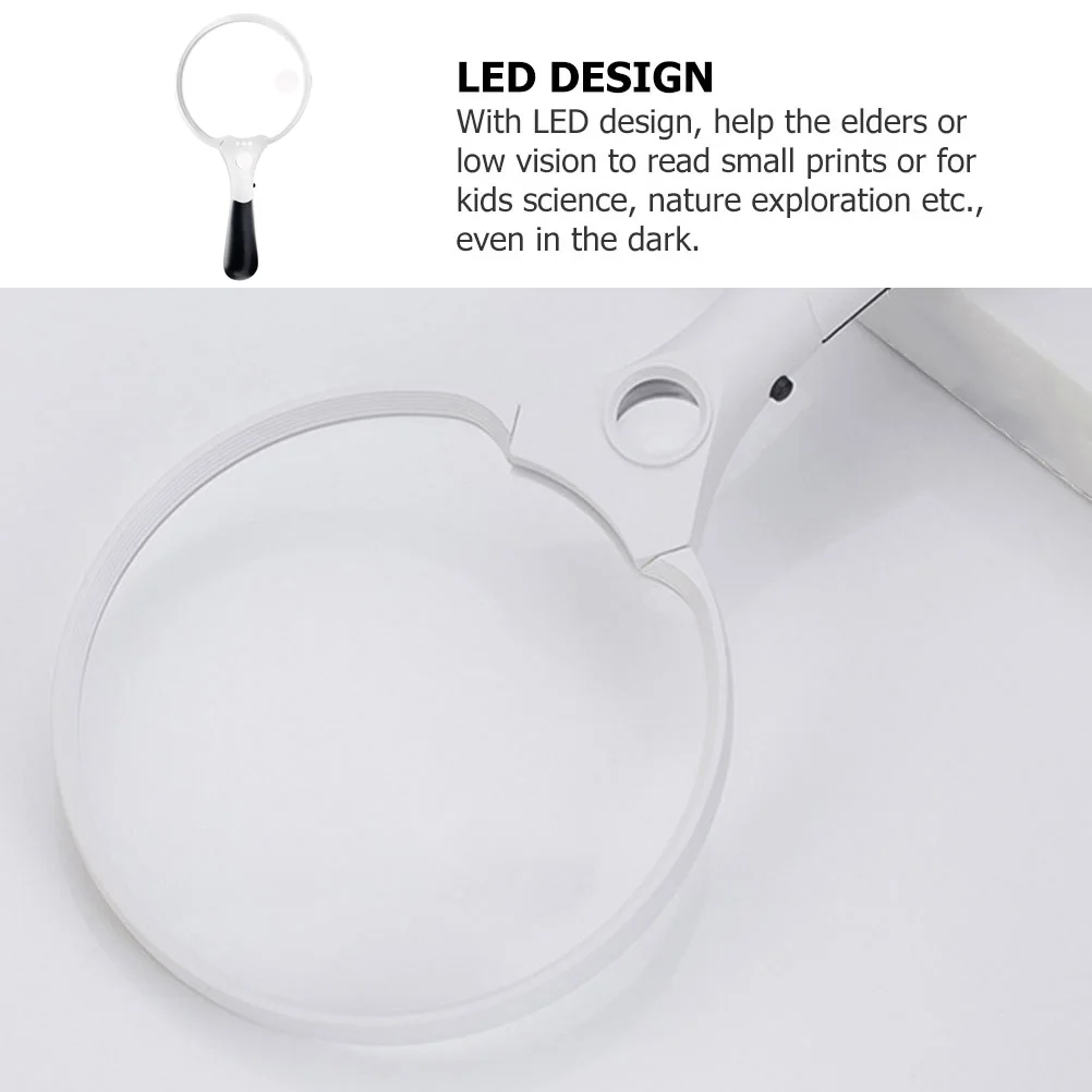 

1pc Handheld Led Magnifier 3X 5X 10X Acrylic Lens For Reading Books Small Prints Insects Jewelry Crafts Low Portable