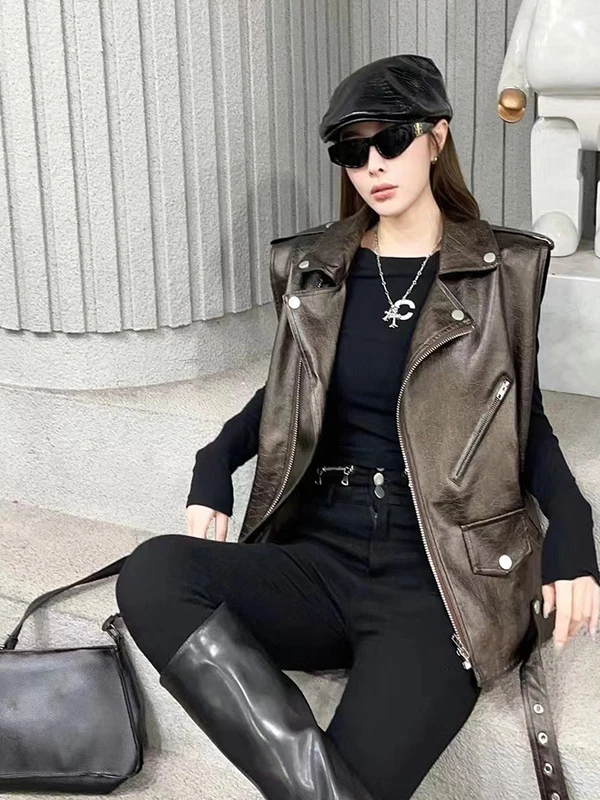 الخريف بولي Leather الجلود Jaet النساء طالب الكورية فضفاض سليم ort الأعلى تنوعا دراجة نارية سترة العصرية الاصطناعية معطف طويل Sve