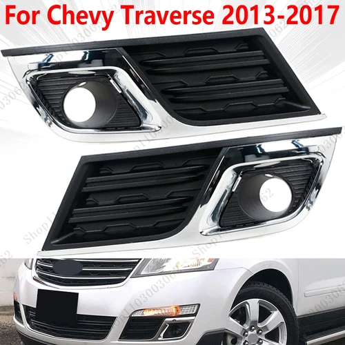 Imagen 1 del producto Marco de lámpara antiniebla, parachoques delantero, parrilla cromada inferior, cubierta de bisel apta para Chevy Traverse 2013, 2014, 2015, 2016, 2017, accesorios de coche