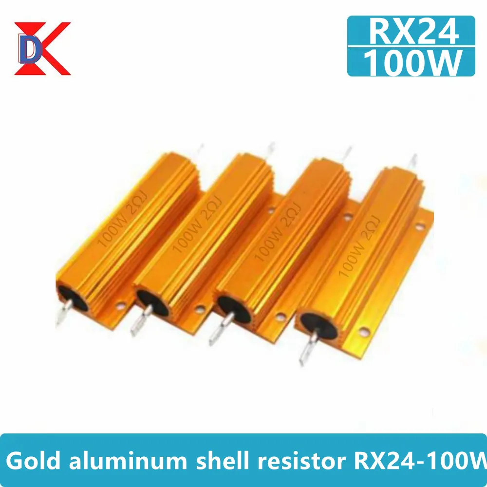 Resistor De Shell De Alumínio De Ouro, Resistores De Metal 0.01-100K, De Alta Potência, 100W, 1.5 K, 2,2, 6, 6, 5Pcs 33r 1k 10k ohm, 8/8/10/12/15/20/25/30R