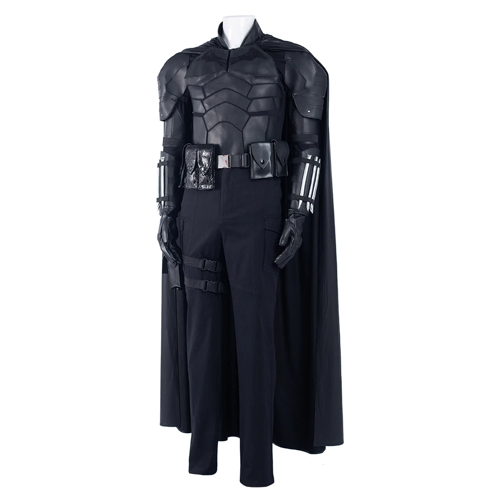 Bat Men Cosplay Fantasy Costume Bruce Disguise for Adult Man Leather Jacket Pants Cloak Bat Superhero Role Play Halloween Suit