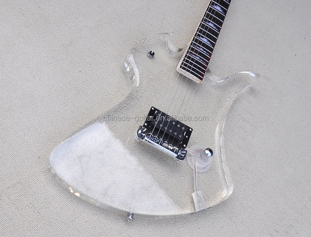 Flyoung High Quality Unusual Shape Acrylic Electric Guitar Maple Neck Rosewood Fretboard