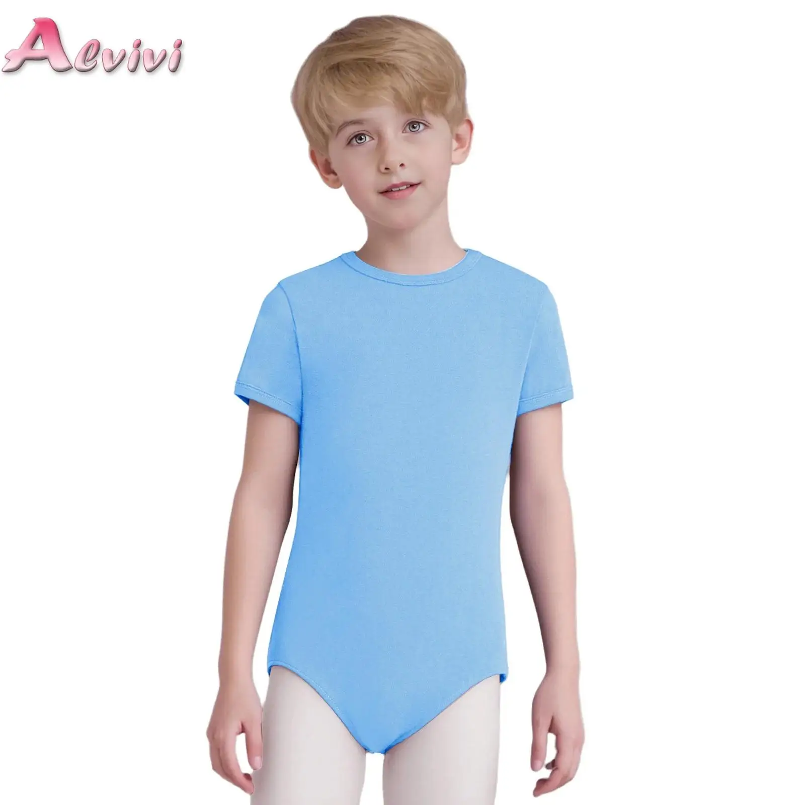 Kids Special Needs Adaptive Clothing Leotard Round Neck Short Sleeve Press Buttons Crotch Solid Bodysuit One Piece Jumpsuit
