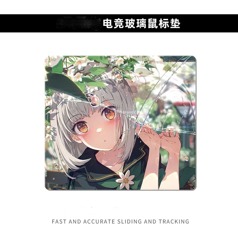 

Summer Fresh Girl Glass Without Locking Edges Mouse Pad Computer Mouse Mat Home Office Students Deskmat New Smooth Pad