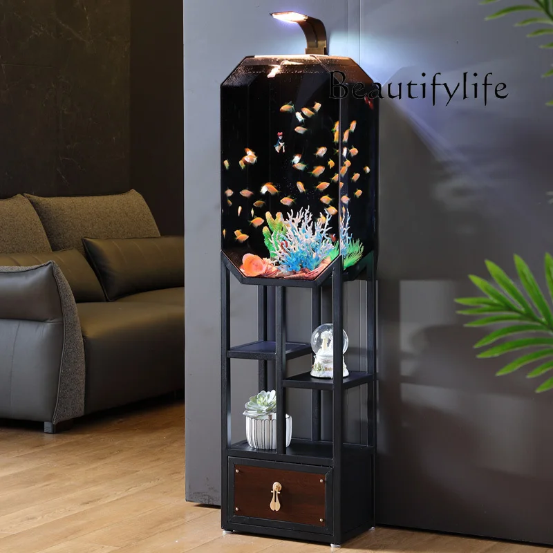 Fish tank living room small creative fish tank ecological acrylic floor vertical fish tank aquarium household