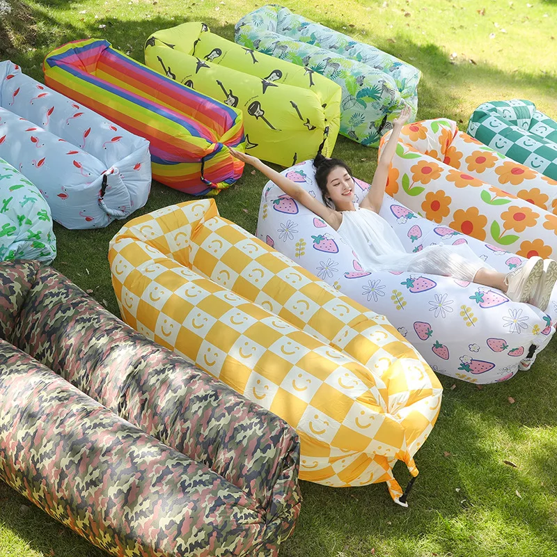 Manufacturer pillow inflatable outdoor portable lazy air sofa foldable inflatable bed sleeping bag