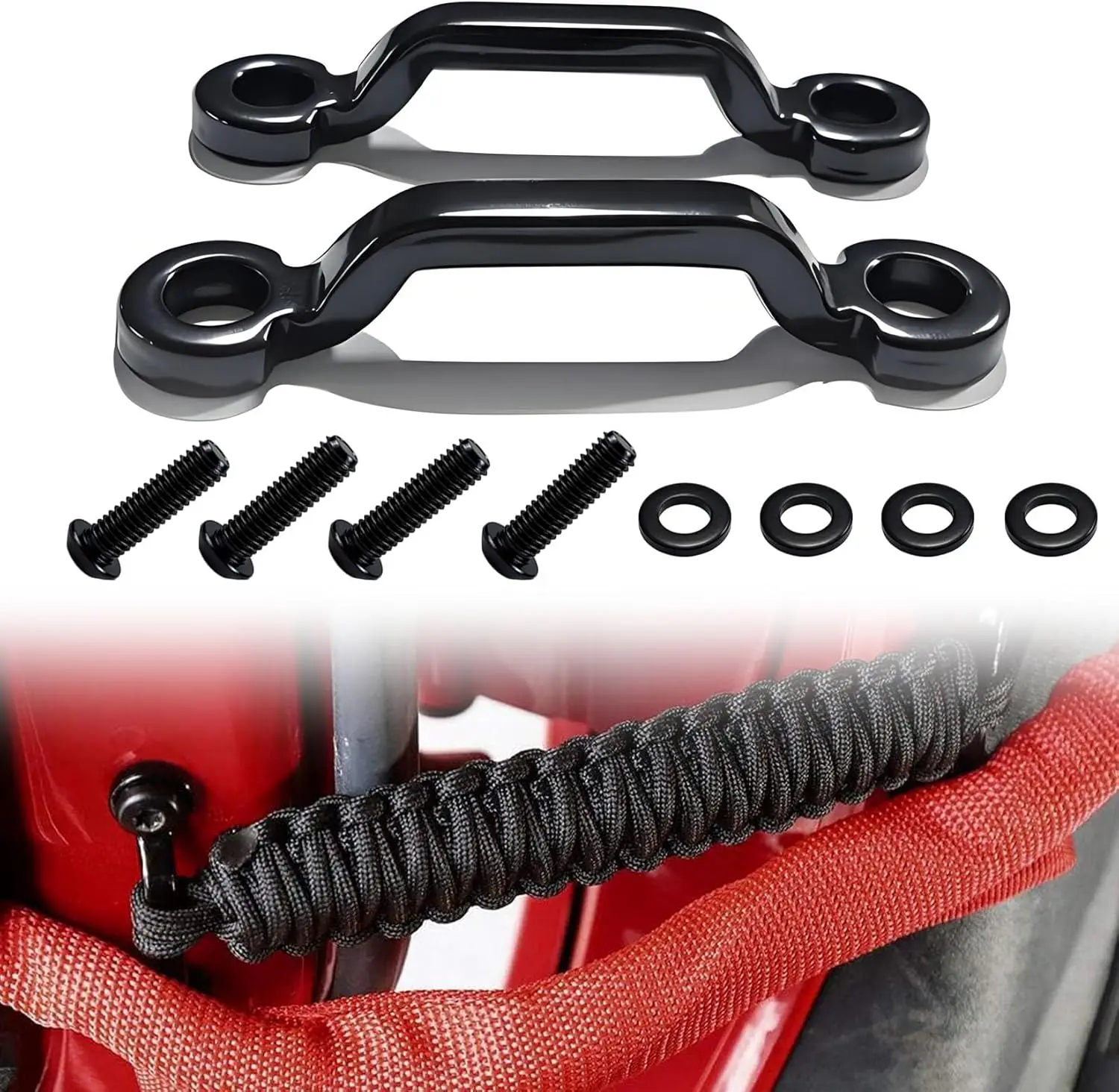 

2pcs Limit Strap Footman Loops for Wrangler JK JL JT Fixed Limit Strap Easy to Install with Screws