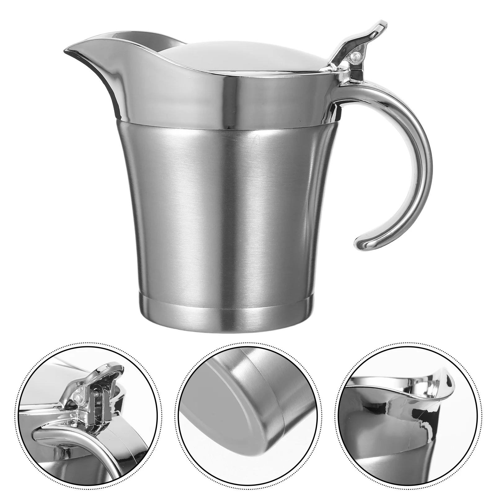 

Stainless Steel Double Insulated Gravy Boat Thermal Sauce Jug Serving Steak Sauces Home Restaurant 450Ml Heat Retaining