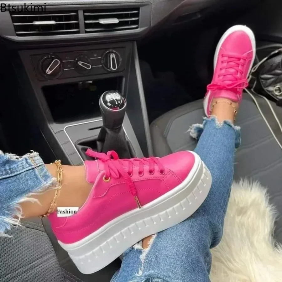 

New2025 Women's Platform Sneakers Casual Shoes Women Lace Up Flats Shoes Comfortable Thick Soled Pumps Plus Size Shoes for Women