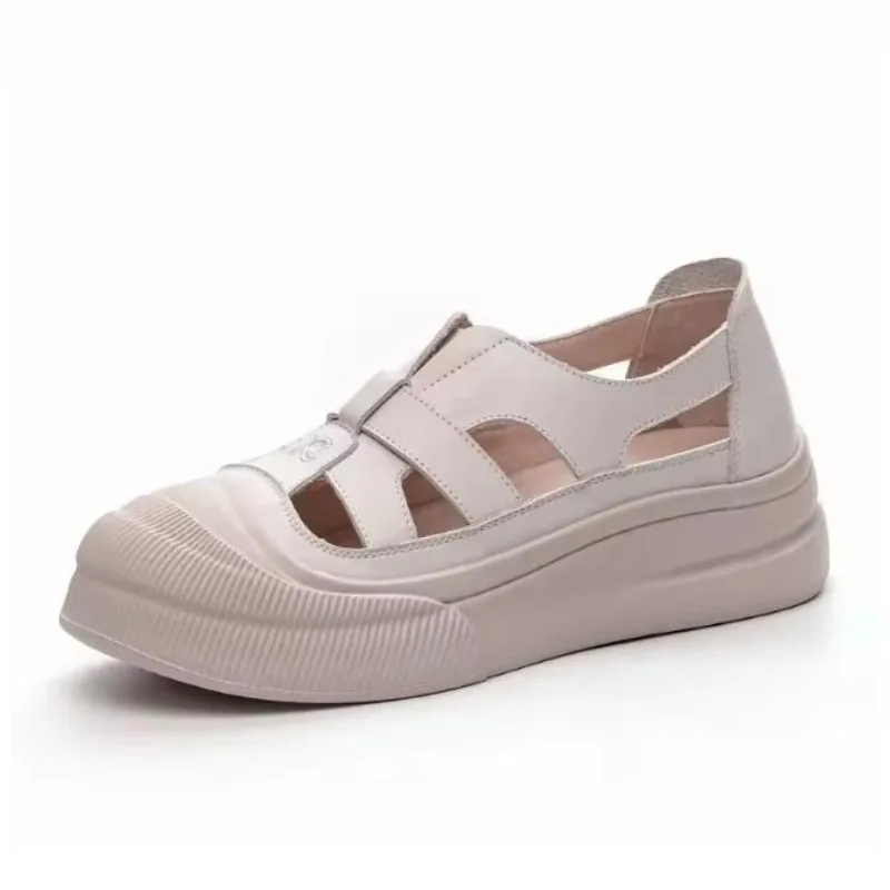 

Модные женские туфли на плоской платформе, летние дышащие сандалии с толстой подошвой и вырезами, легкие повседневные кроссовки без шнуровки