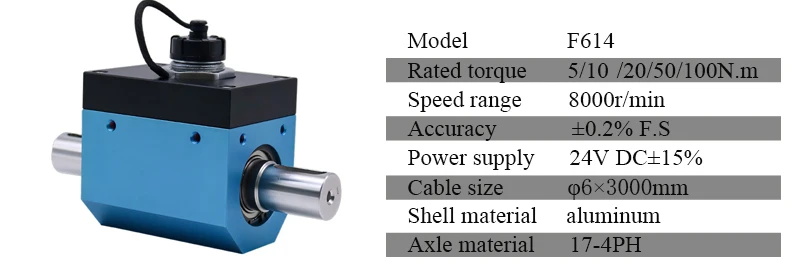 Sensor de torsión dinámico de 8000rpm, 0,1Nm, 0,2Nm, 0,3Nm, 0,5Nm, 1Nm, 0-10V, eje de salida a transductor de torsión de rotación de eje para prueba de Motor