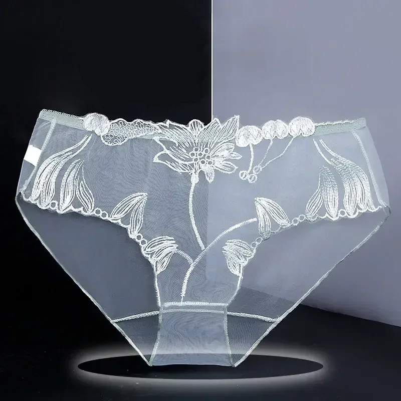 

Sexy Transparent Women's Panties Super Thin Breathable Perspective Brief Underwear For Women Floral Mesh Female Lingerie Panty