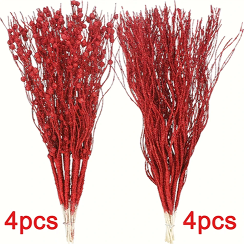 8 Stück künstliche Beerenblumenstrauß Weihnachtsdekoration Weihnachtsbaumschmuck für Heimdekoration Partyzubehör Neujahrszubehör – Detail 8
