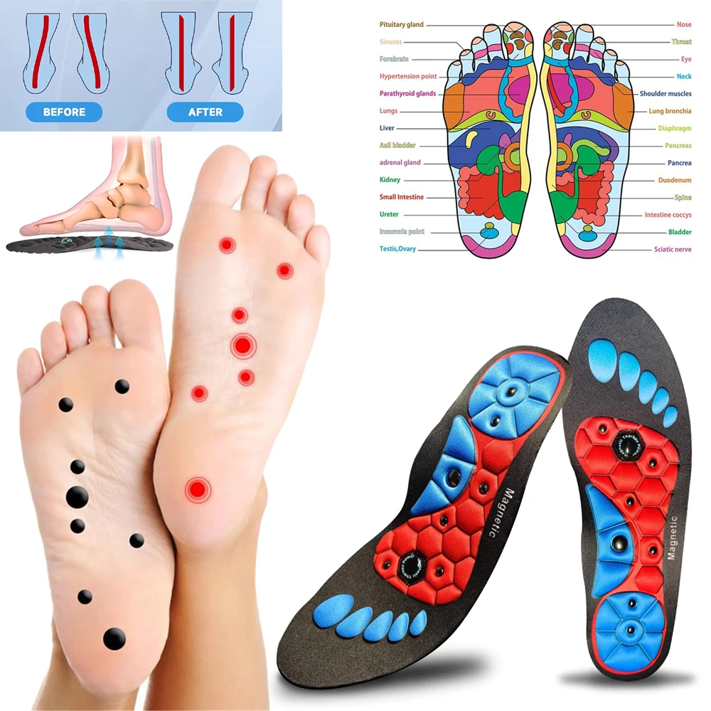 1 Pair Acupressures Insoles For Shoes Men Magnetic Therapy Massage Acupoints Orthopedic Foot Pads Sport Insoles Women Slimming