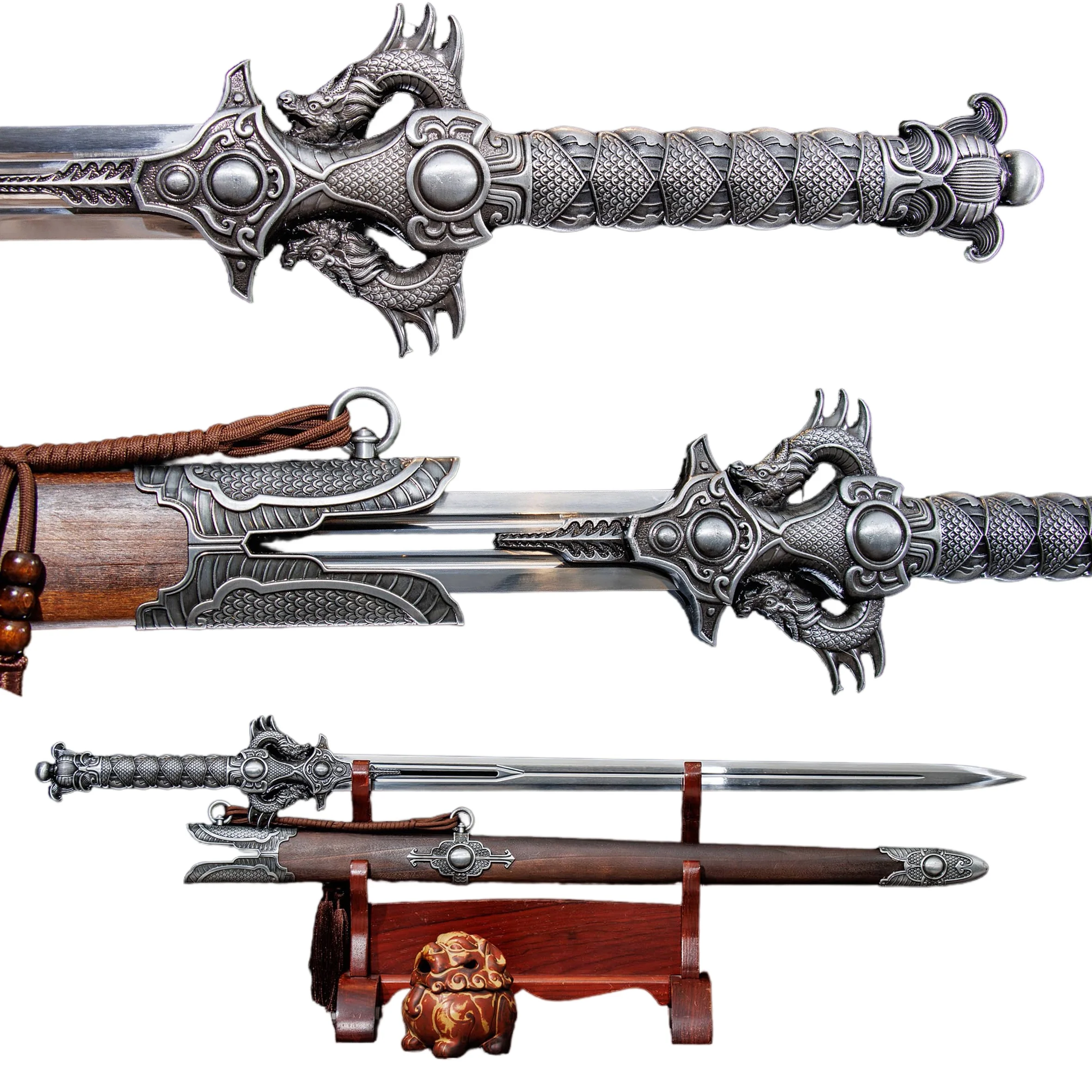 112cm European Medieval Double-Bladed Samurai Sword - Ready for Combat - Sharp Full Tang Katana - A Collection Gift for Ninja