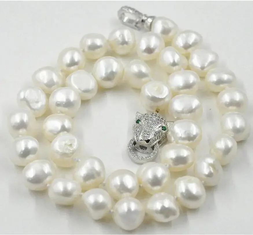 Fashion jewelry   Hot New beautiful NEW 10-11mm south sea White baroque pearl necklace 18