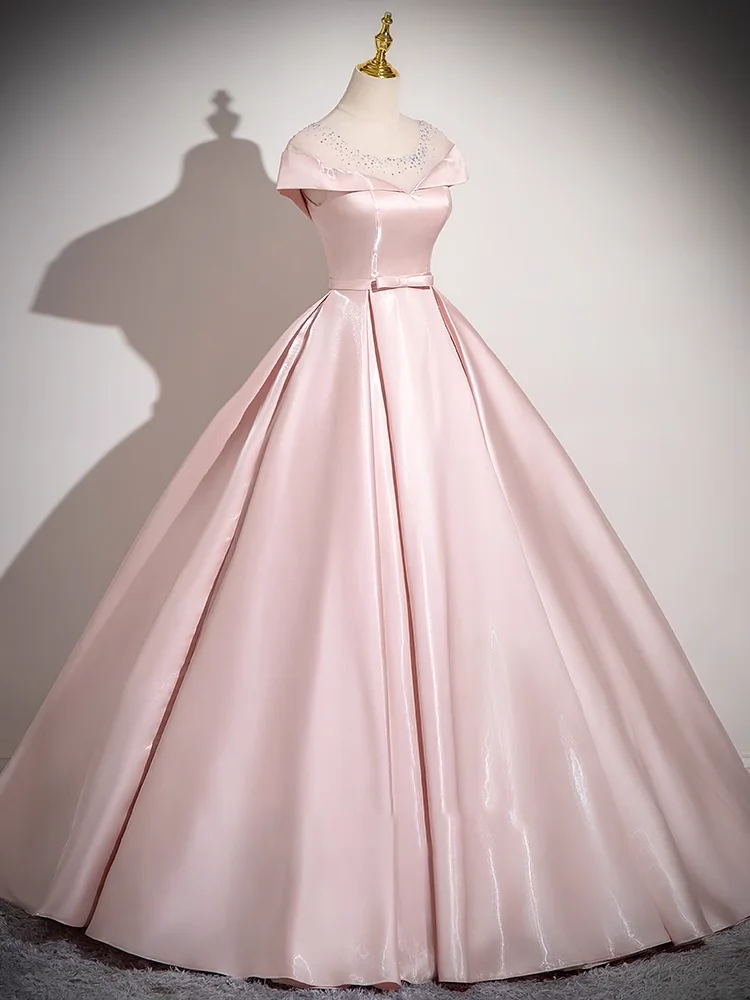 nouveau-rose-clair-longue-sueur-dame-fille-femmes-princesse-demoiselle-d'honneur-banquet-fete-bal-bal-robe-de-performance-2025