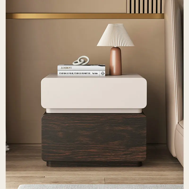 منضدة جديدة من الخشب الصلب الراقية، طاولة بجانب السرير من الجلد المحبب باللون الأسود من خشب الجوز، خزانة تخزين بسيطة وحديثة GN253BY #2