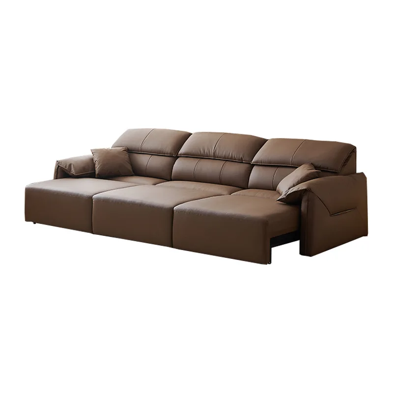 

Italian minimalist elephant ears zero against the wall electric function sofa living room first layer cowhide leather sofa three